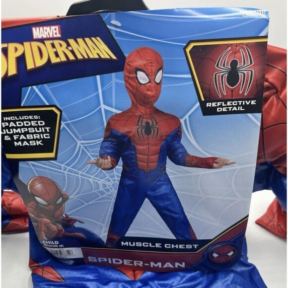 Child's Size M (8) Marvel SPIDER-MAN Halloween Costume Muscle Chest Red Blue - Picture 3 of 5